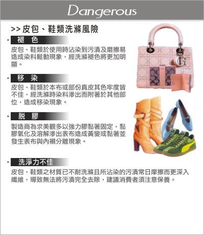 皮包、鞋類洗滌風險